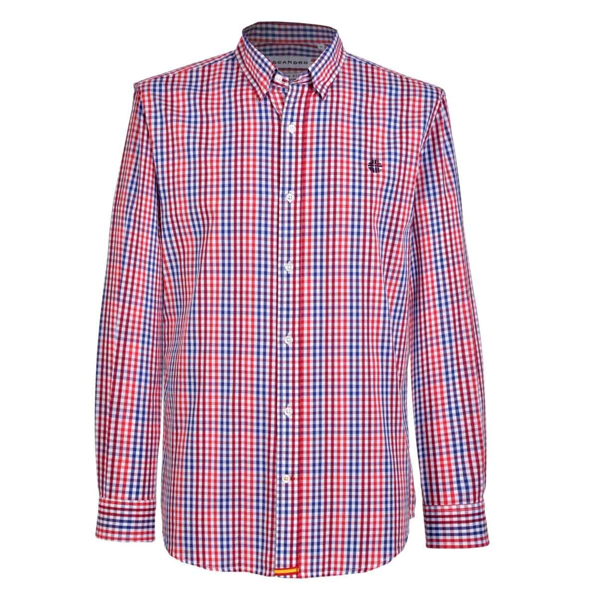 Camisa de Cuadros Rojo con Azul Manga Larga Scandro para Caballero