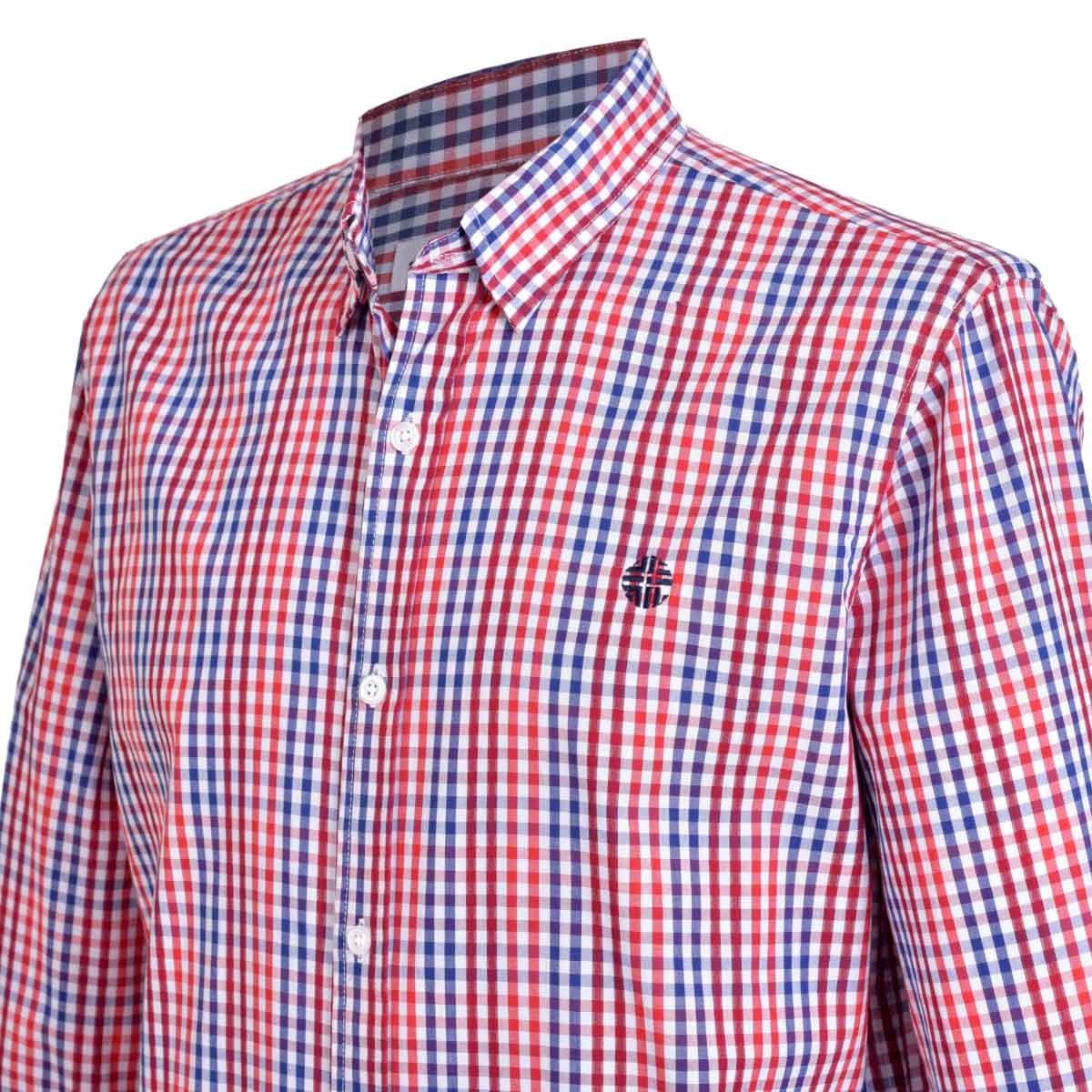 Camisa de Cuadros Rojo con Azul Manga Larga Scandro para Caballero