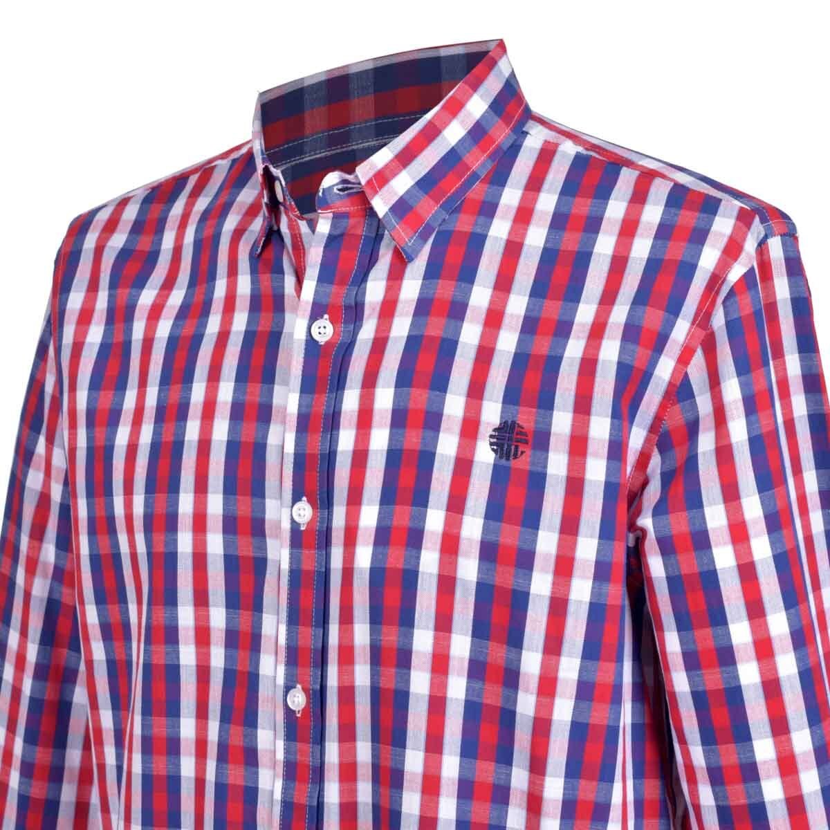 Camisa de Rayas Rojo con Azul Manga Larga Scandro
