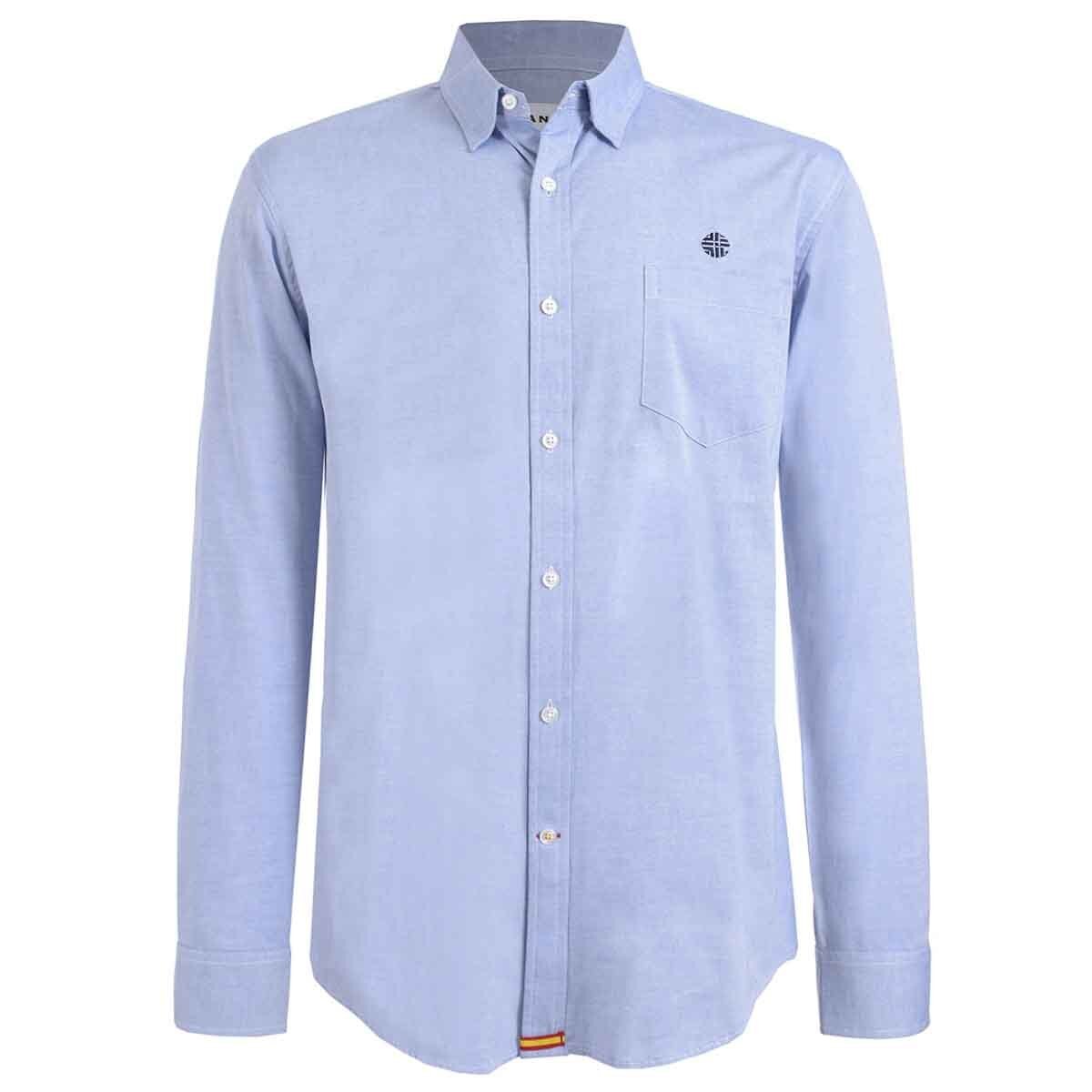 Camisa Lisa Azul Manga Larga Scandro para Caballero