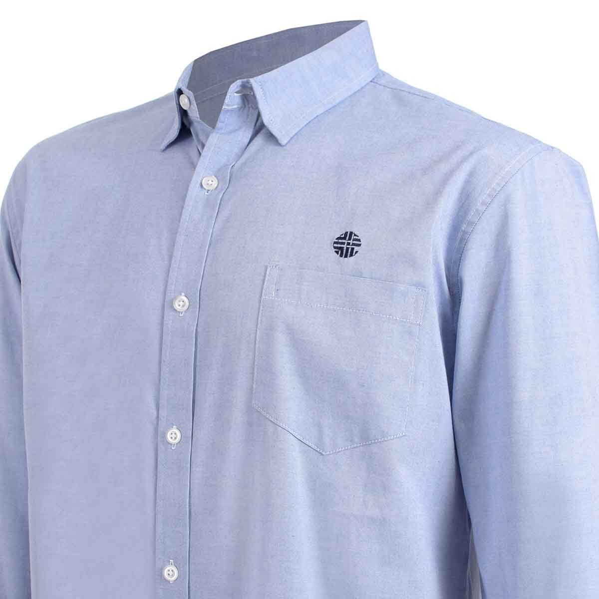 Camisa Lisa Azul Manga Larga Scandro para Caballero