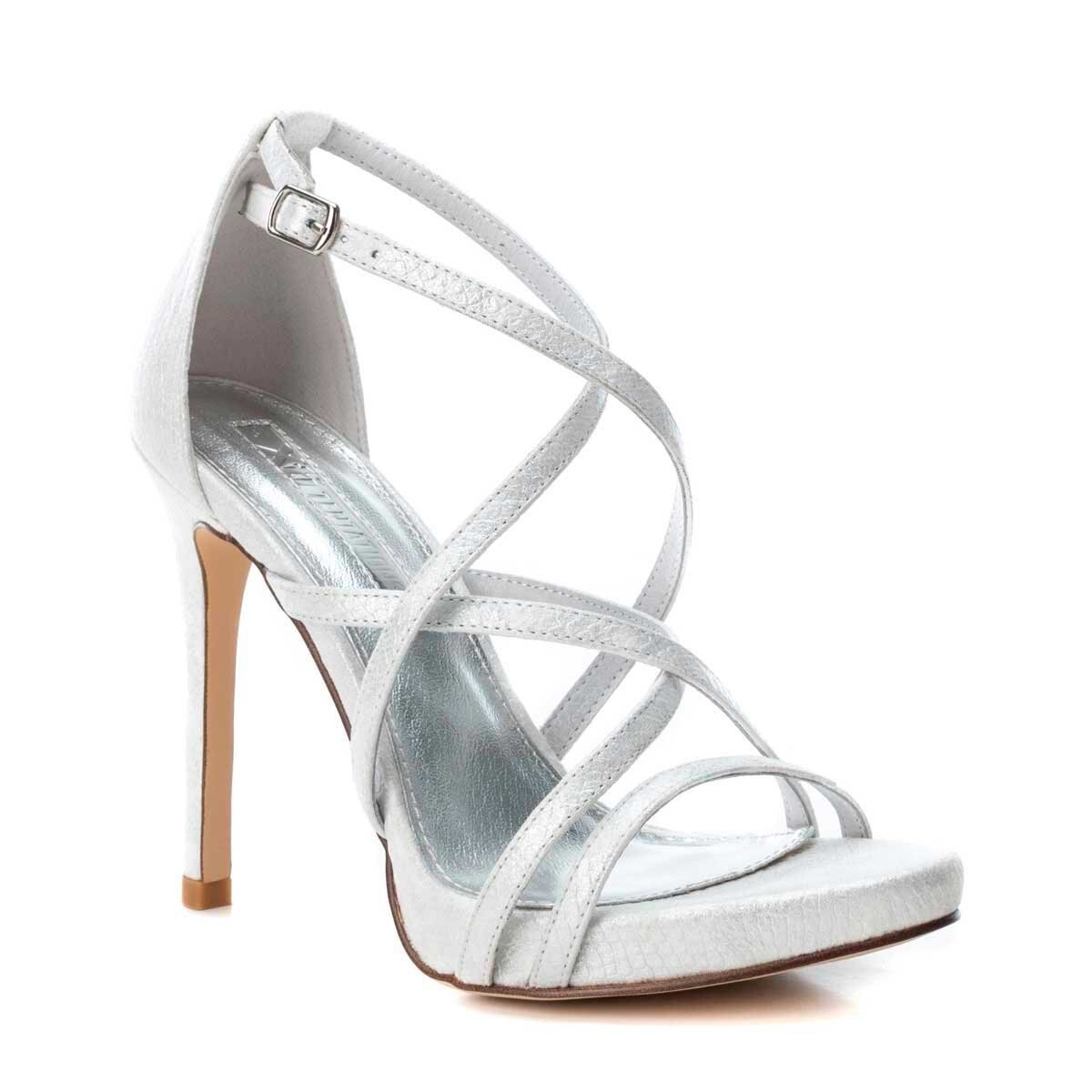 Sandalia Plata con Tacón Multitiras Xti