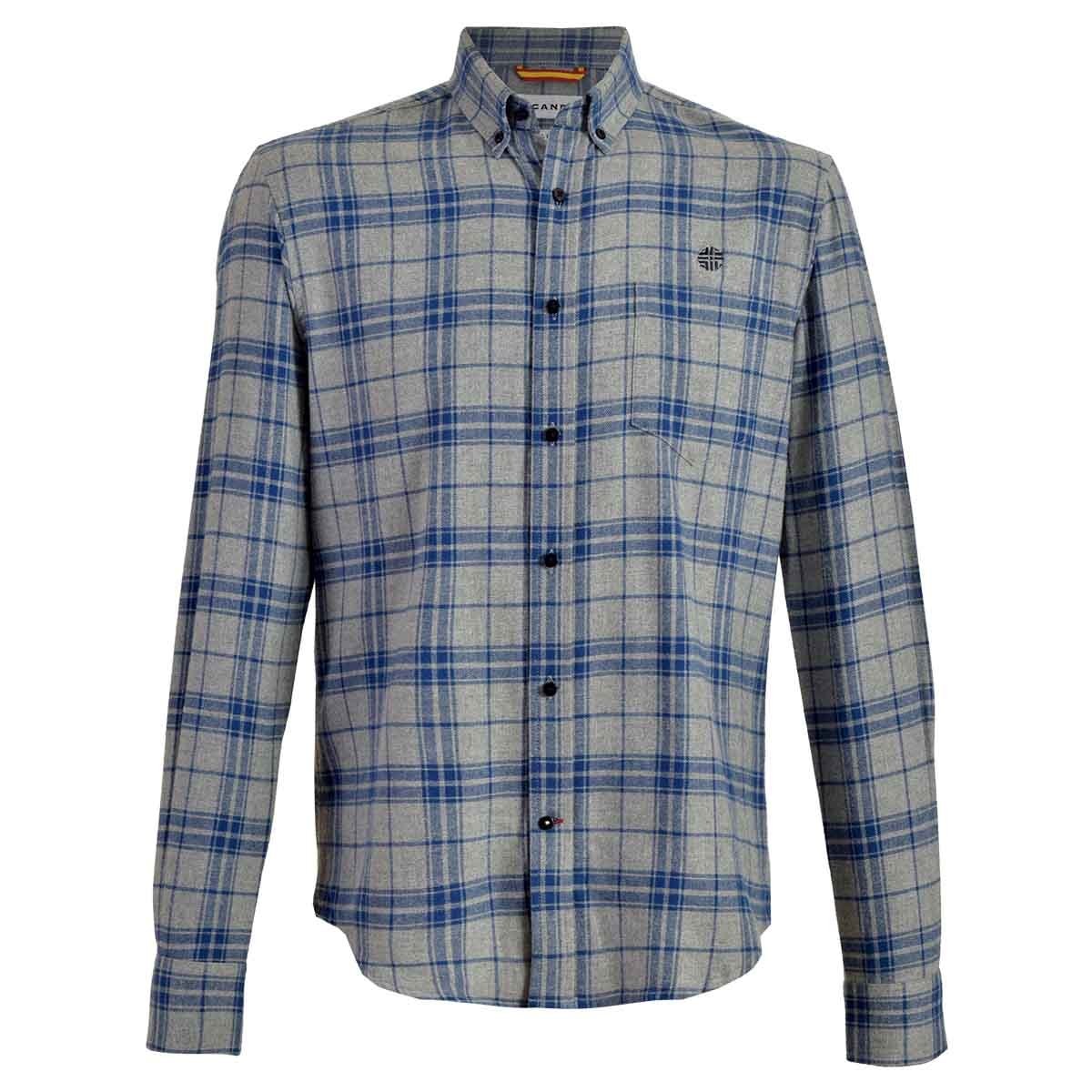 Camisa de Cuadros Gris Combinado Manga Larga Scandro para Caballero