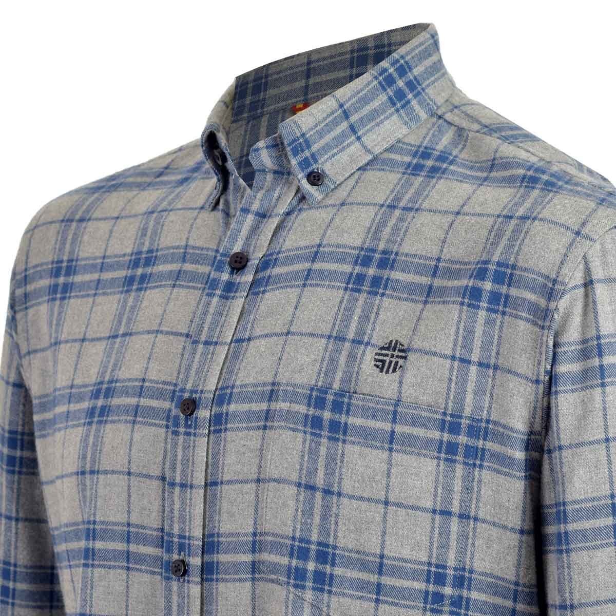 Camisa de Cuadros Gris Combinado Manga Larga Scandro para Caballero