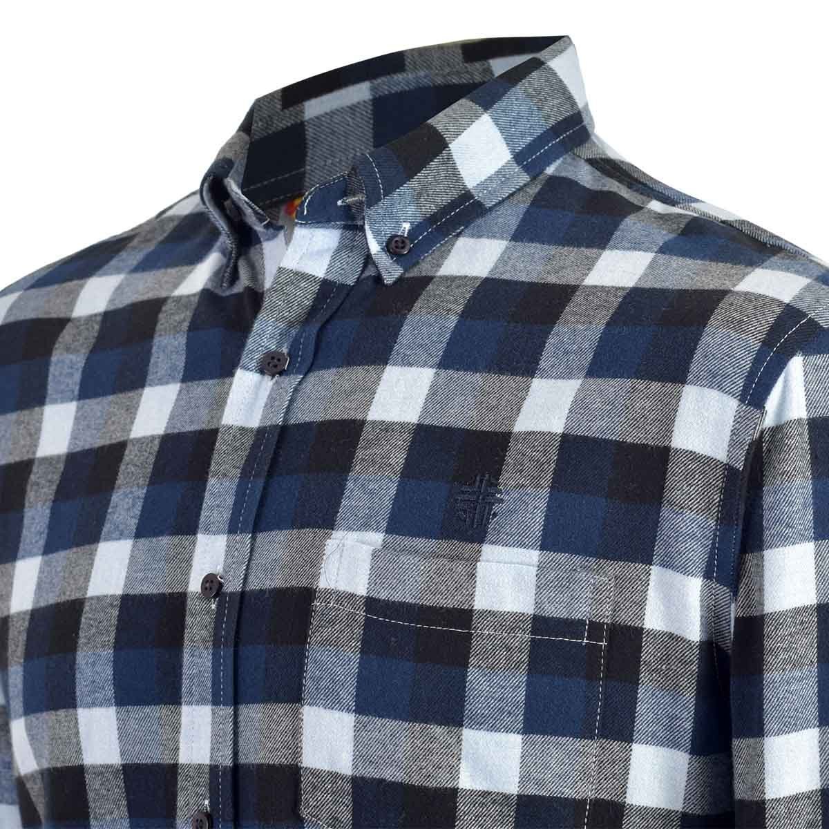Camisa de Cuadros Azul con Negro Manga Larga Scandro para Caballero