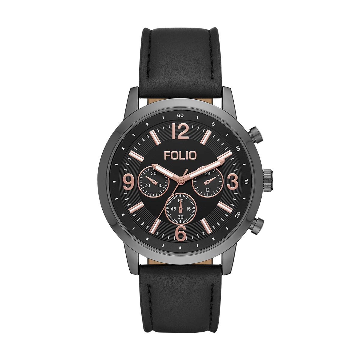 Reloj para Caballero Negro con Manecillas Oro Rosado Mass Market