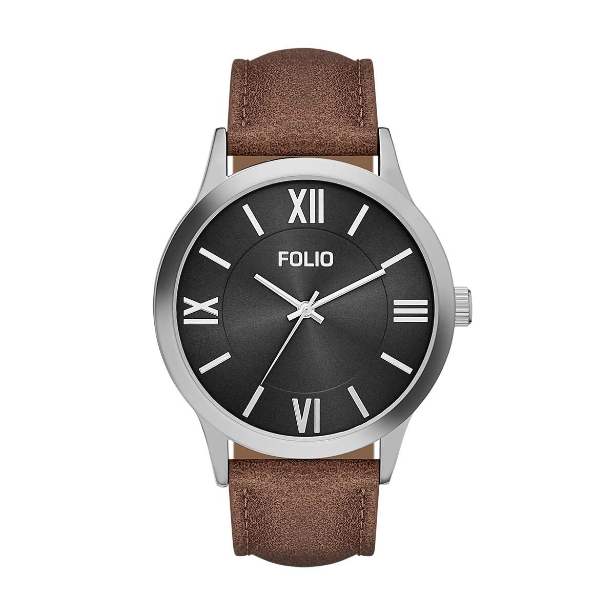 Reloj para Caballero Café con Bisel Plata Mass Market