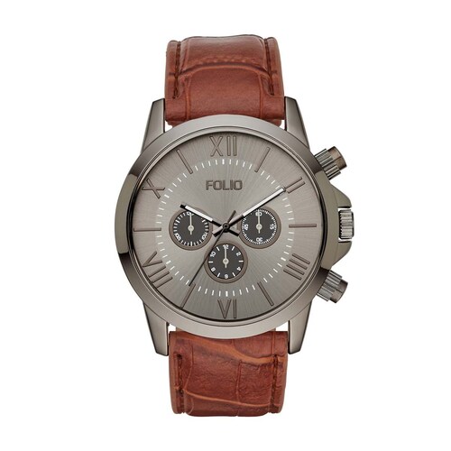 Reloj para Caballero Café con Bisel Gris Mass Market