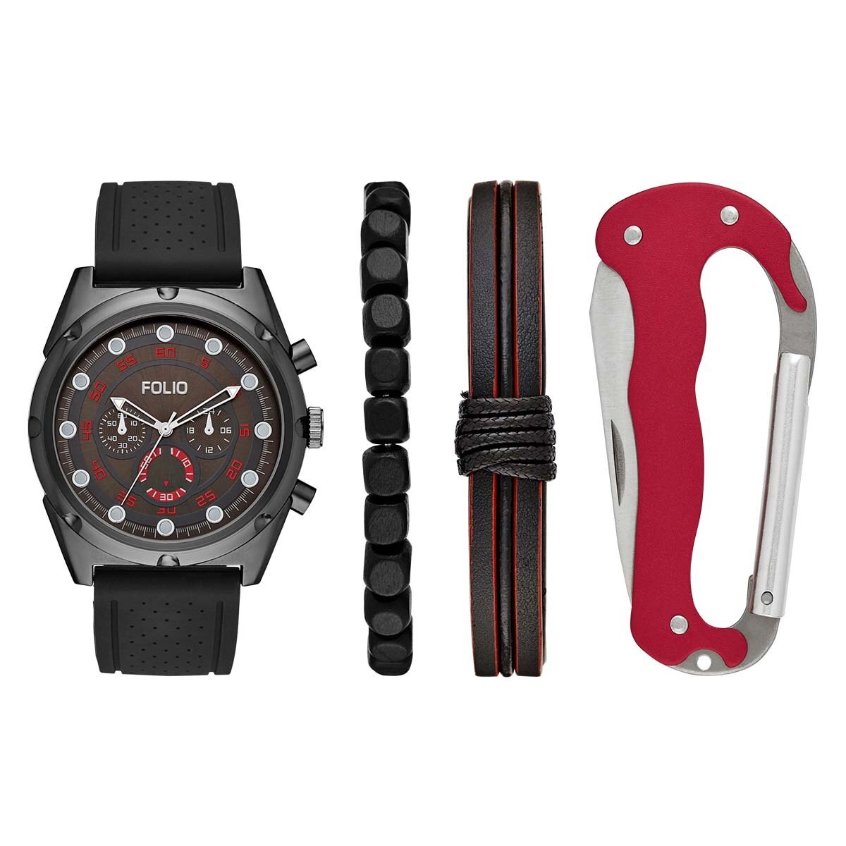 Reloj para Caballero Negro/rojo con Accesorios Mass Market