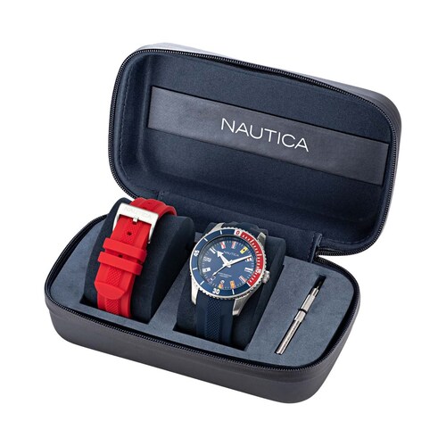 Set de Reloj con 2 Correas Intercambiables para Caballero Nautica