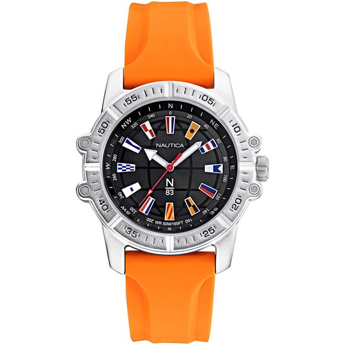 Reloj Naranja con Bisel Plata para Caballero Nautica N83
