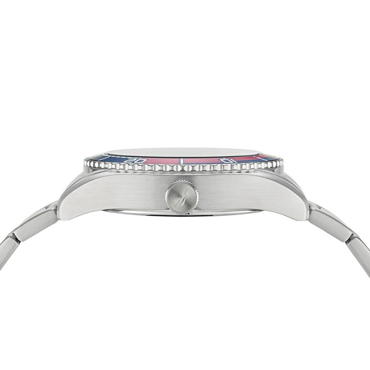 Reloj Plata con Bisel Azul para Caballero Nautica N83