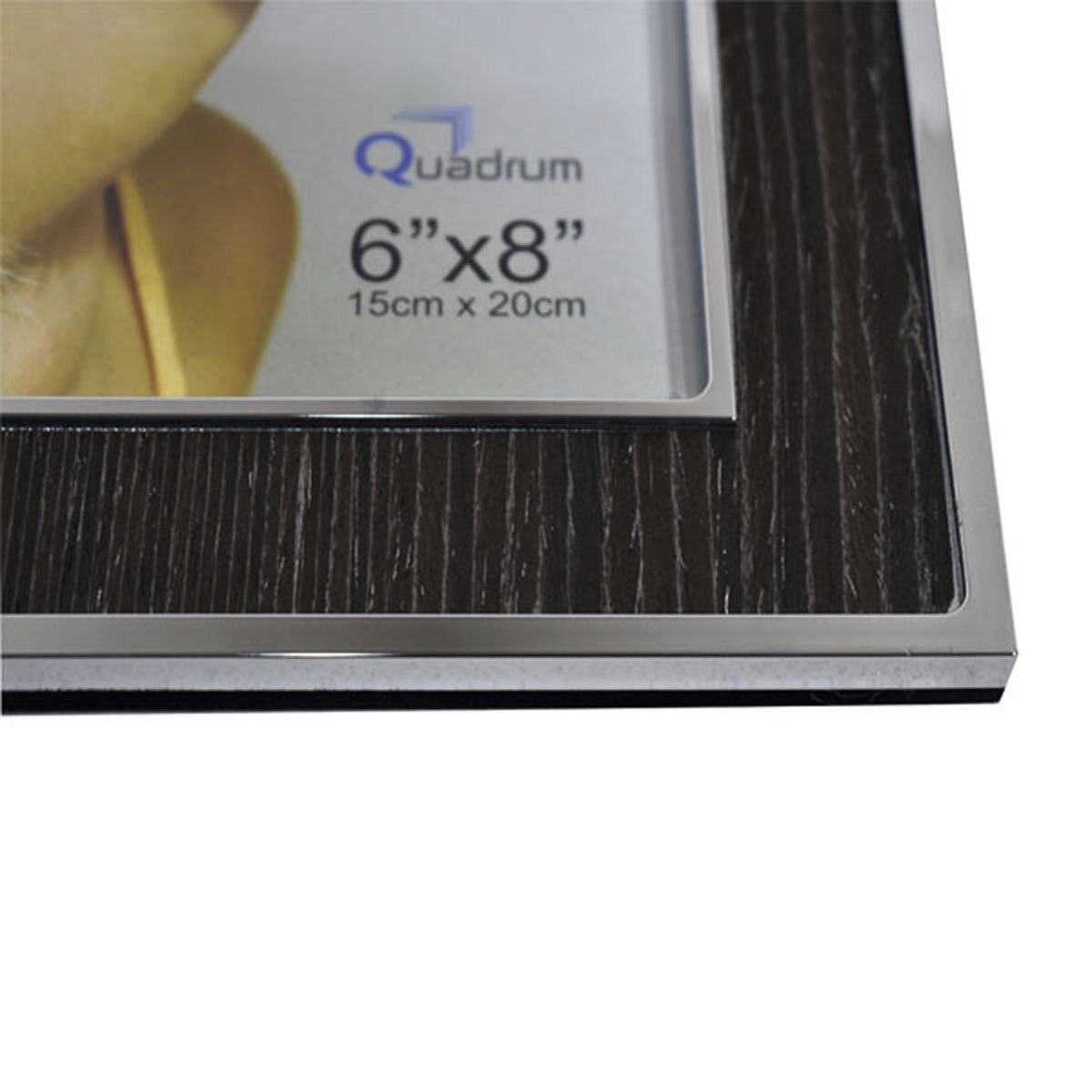 Portarretrato con Bordes Plateados Y Madera 6X8 Quadrum