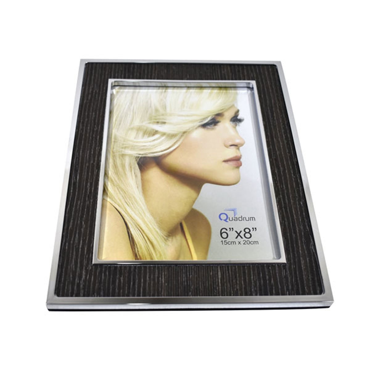 Portarretrato con Bordes Plateados Y Madera 6X8 Quadrum