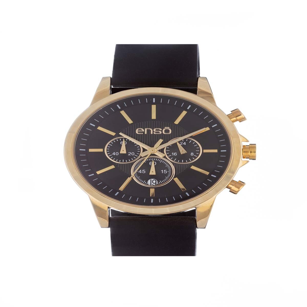 Reloj Negro con Bisel Dorado para Caballero Enso