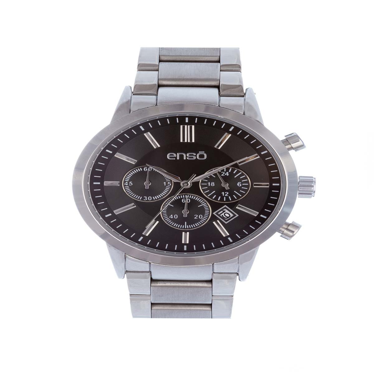 Reloj Plata con Carátula Negra para Caballero Enso