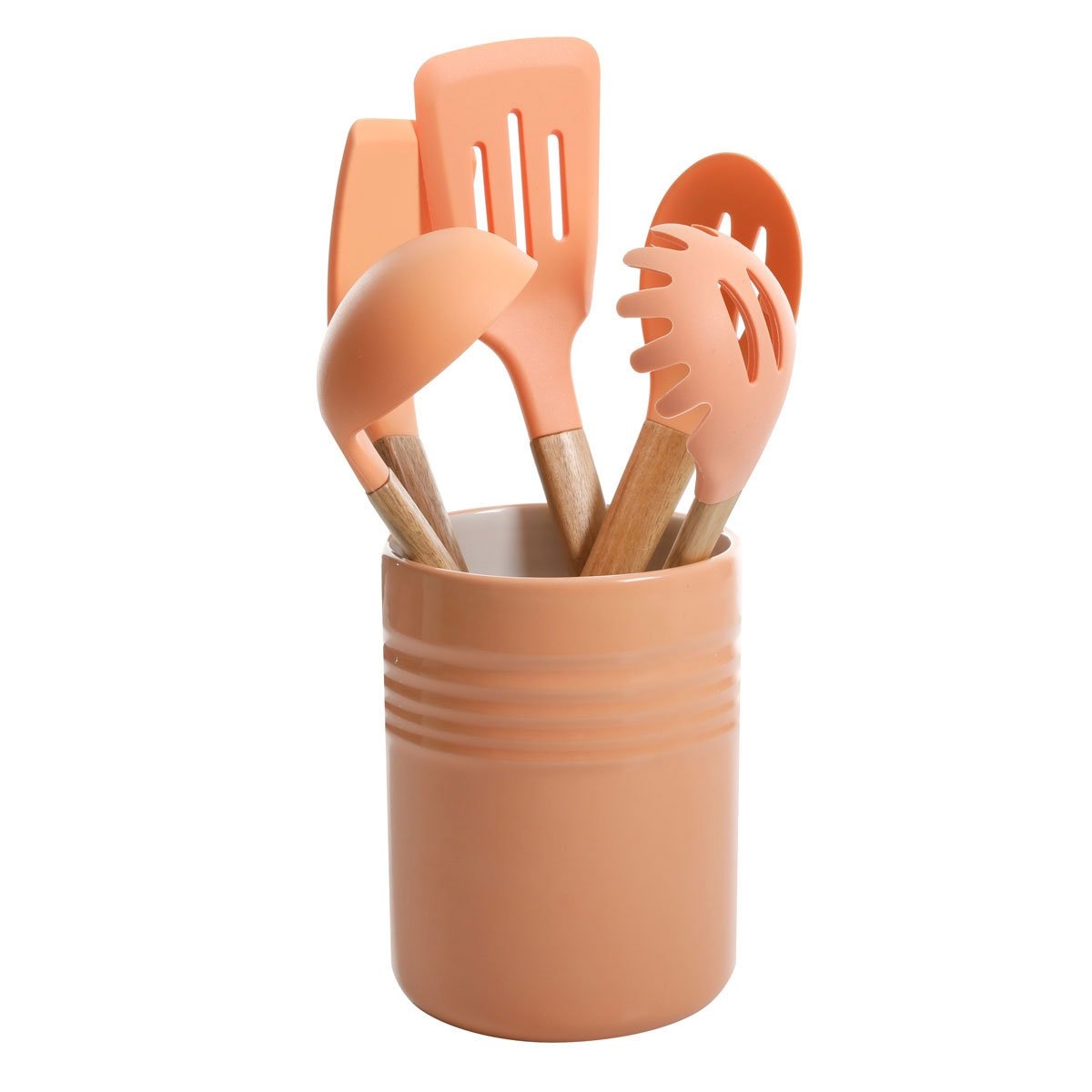 Juego De 5 Utensilios Coral Con Porta Utensilios Gibson Sears