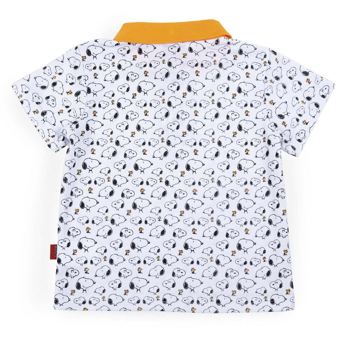 Playera Tipo Polo Blanca con Cuello Amarillo Snoopy para Niño