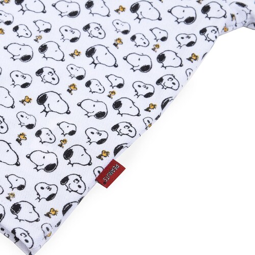 Playera Tipo Polo Blanca con  Cuello Amarillo Snoopy para Niño