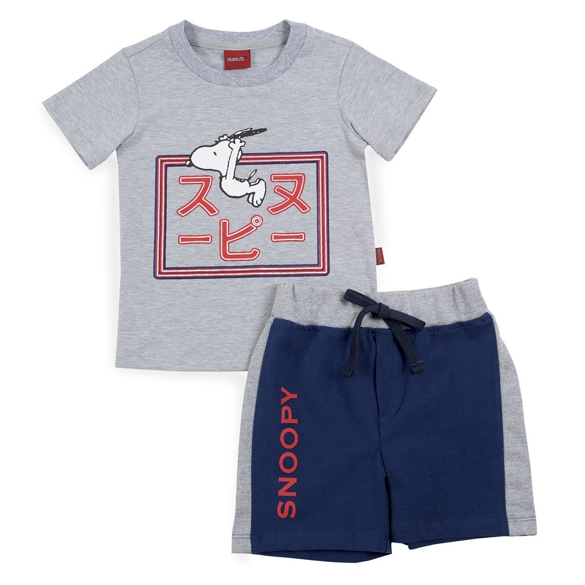 Conjunto de Short Azul y Playera Gris para Niño Snoopy