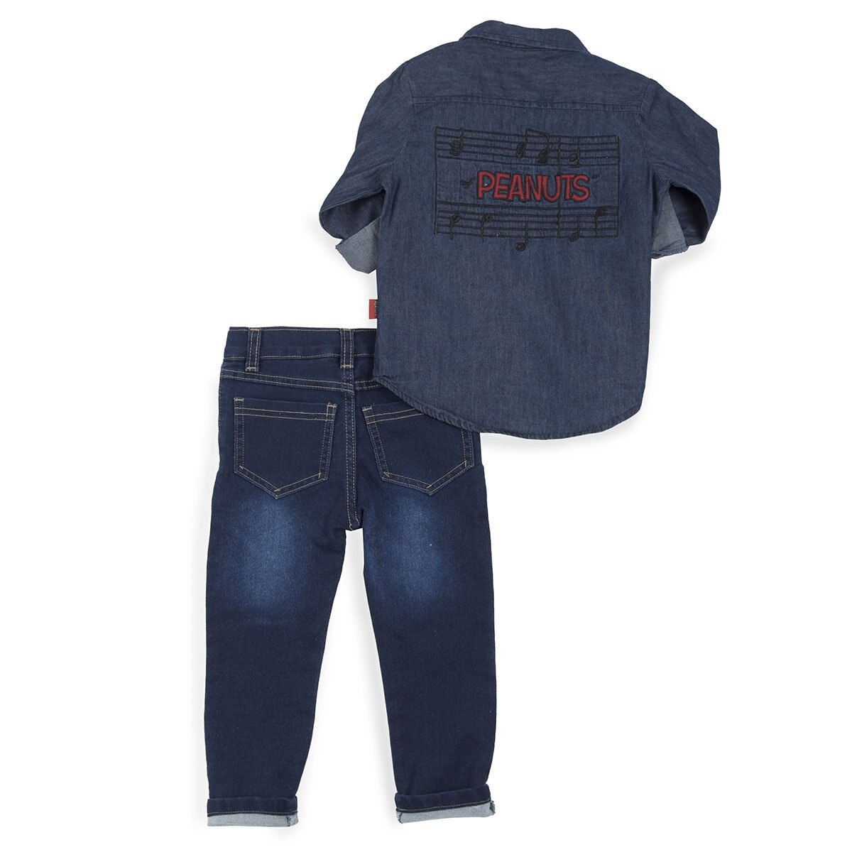 Conjunto de 3 Piezas con Pantalón de Mezclilla, Camisa y Playera para Niño Snoopy