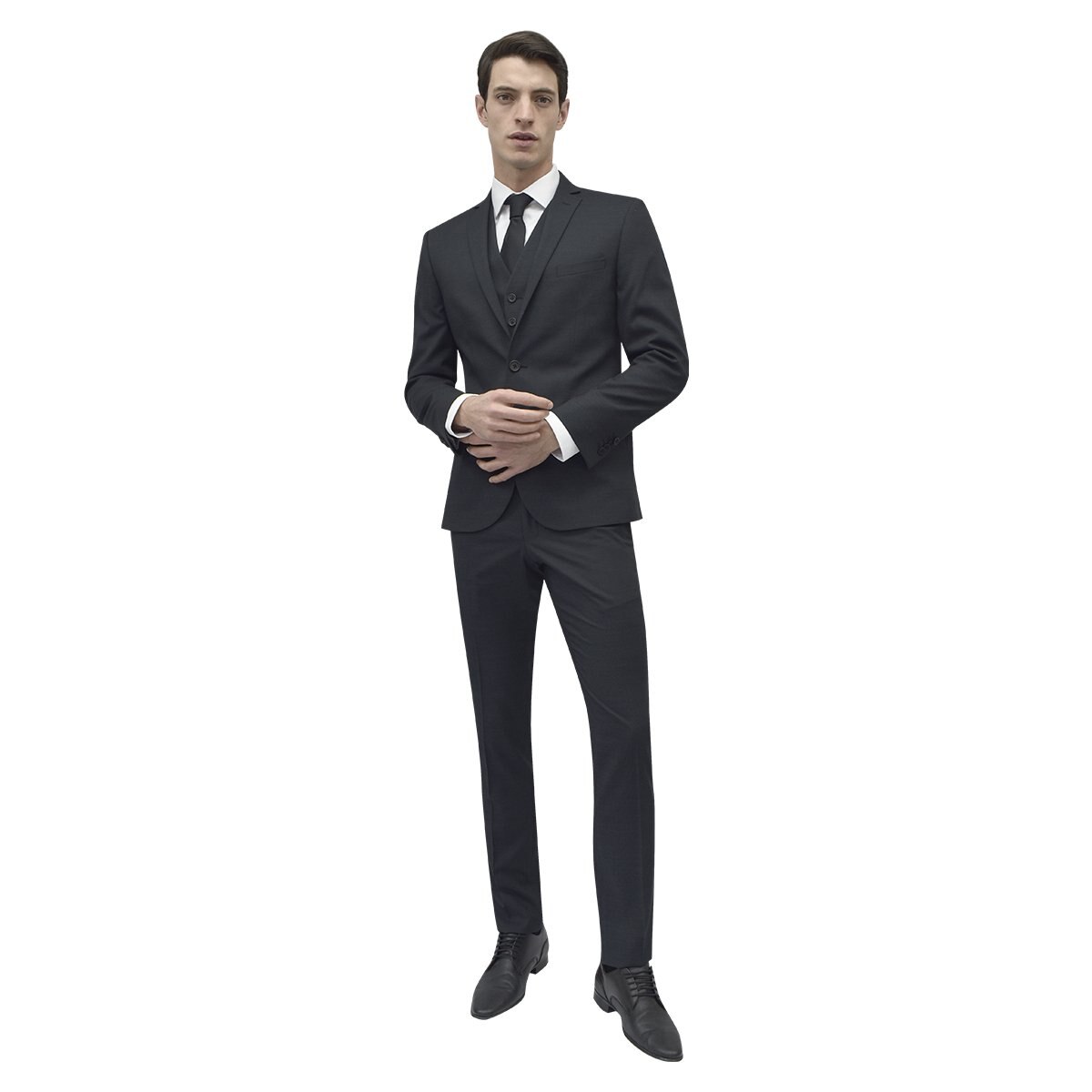 Traje Negro con Chaleco Ultra Slim Chaps para Caballero