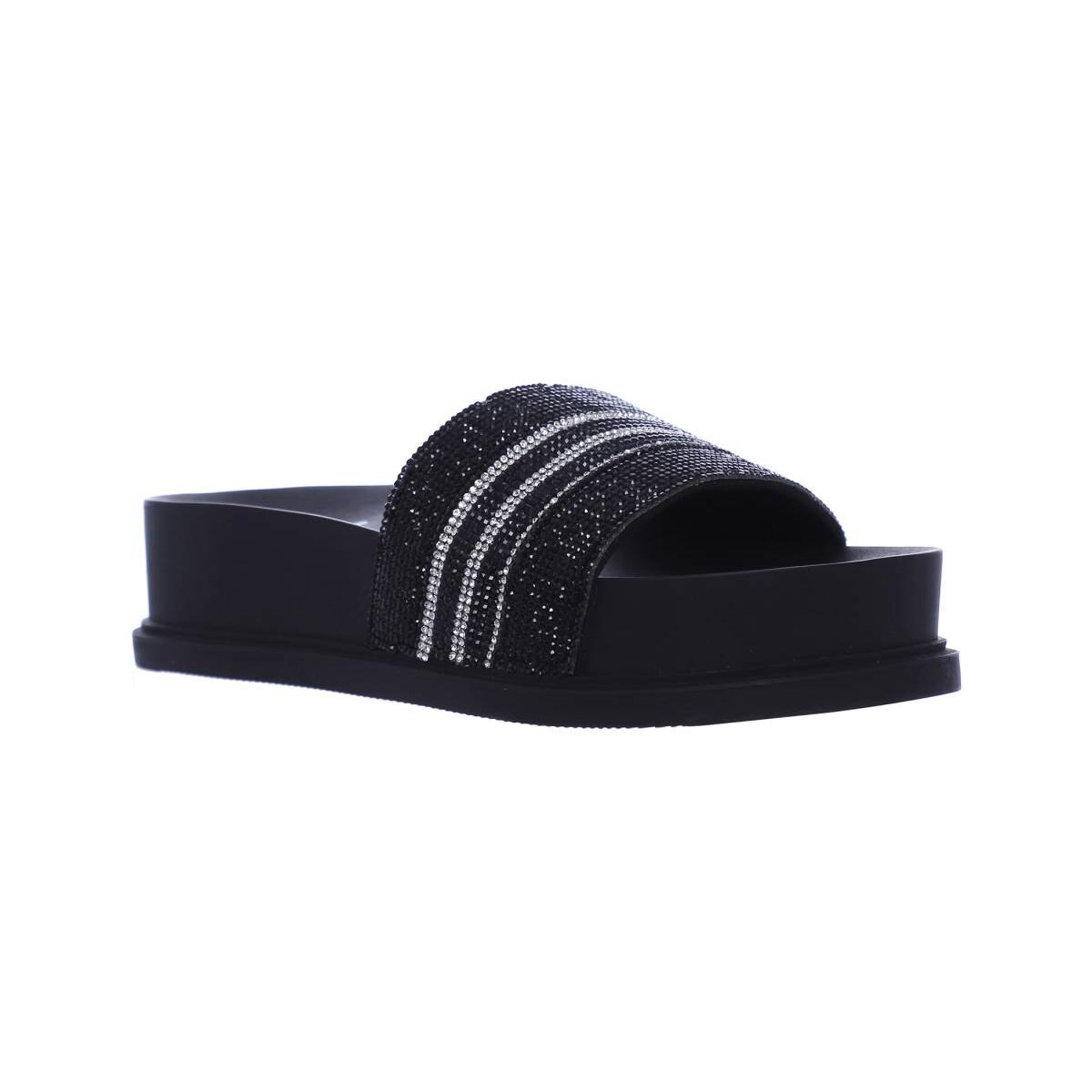 Sandalia con Punta Redonda Y Pedrería Color Negro Combinado G By Guess