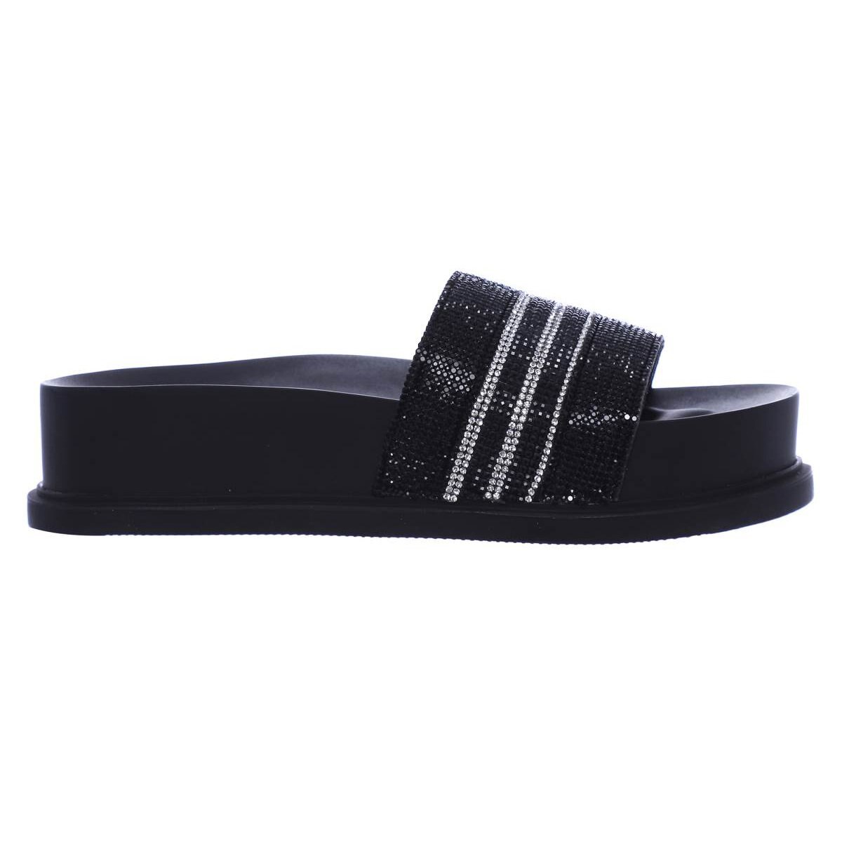 Sandalia con Punta Redonda Y Pedrería Color Negro Combinado G By Guess