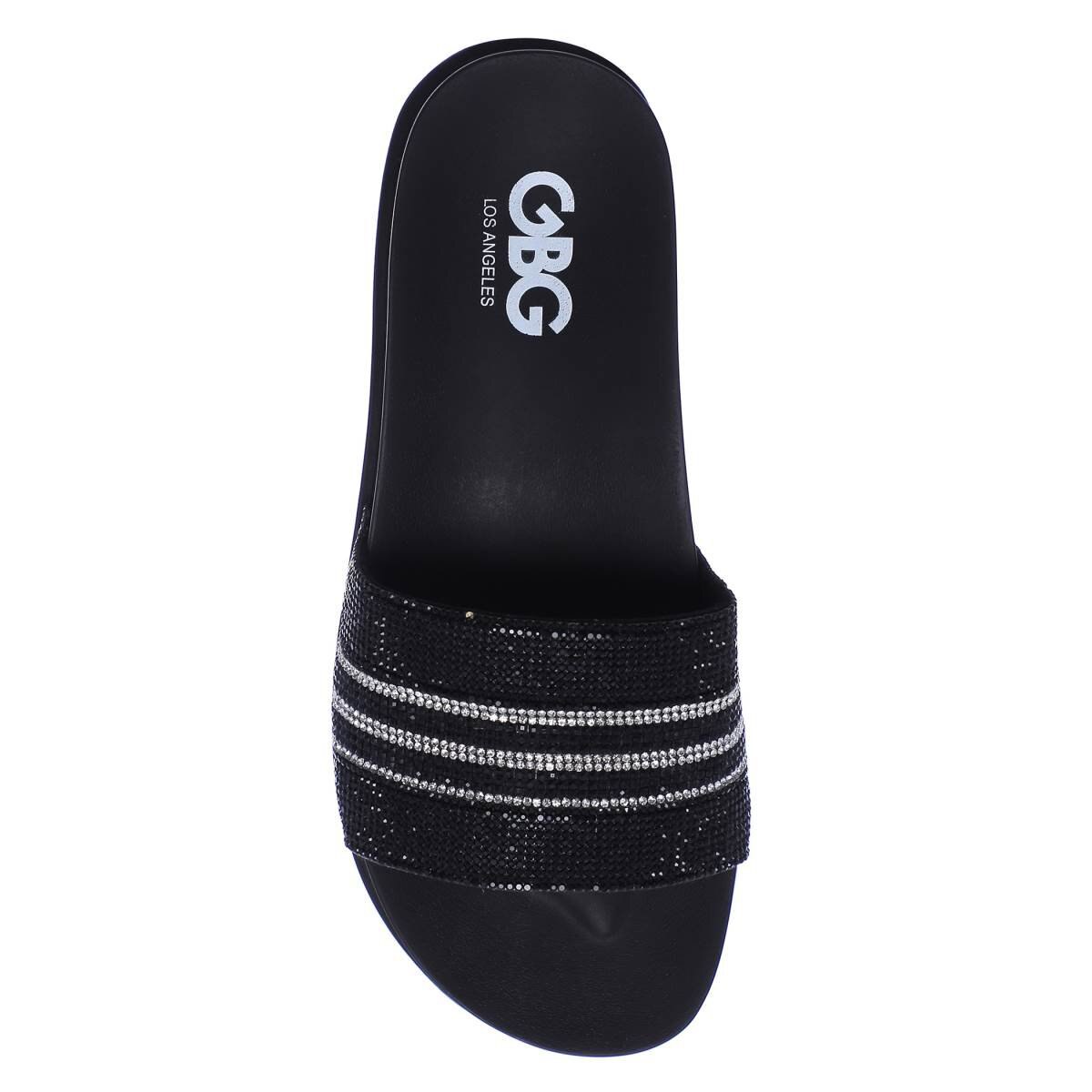 Sandalia con Punta Redonda Y Pedrería Color Negro Combinado G By Guess