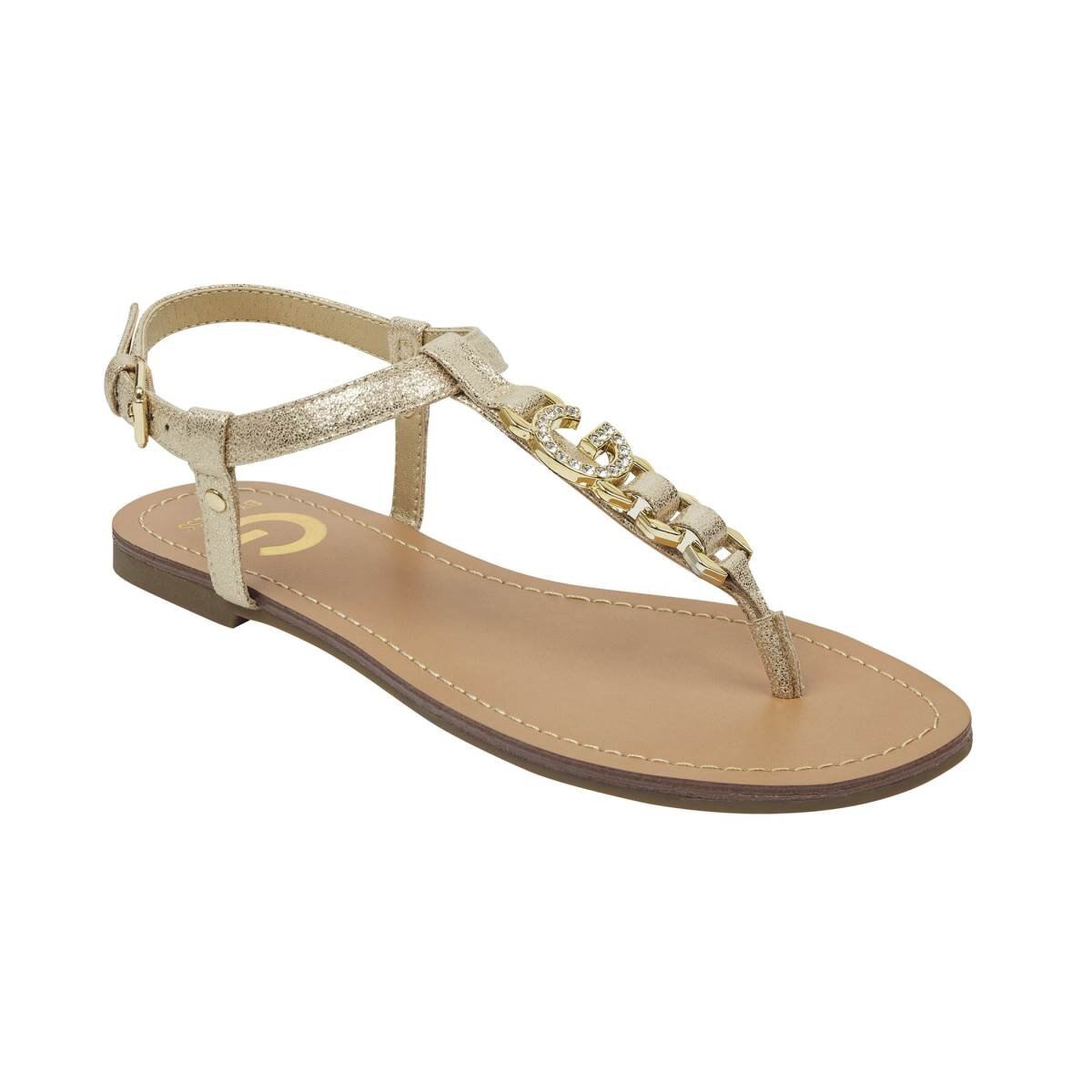 Sandalia Tipo Flat Color Amarillo Brillante G By Guess