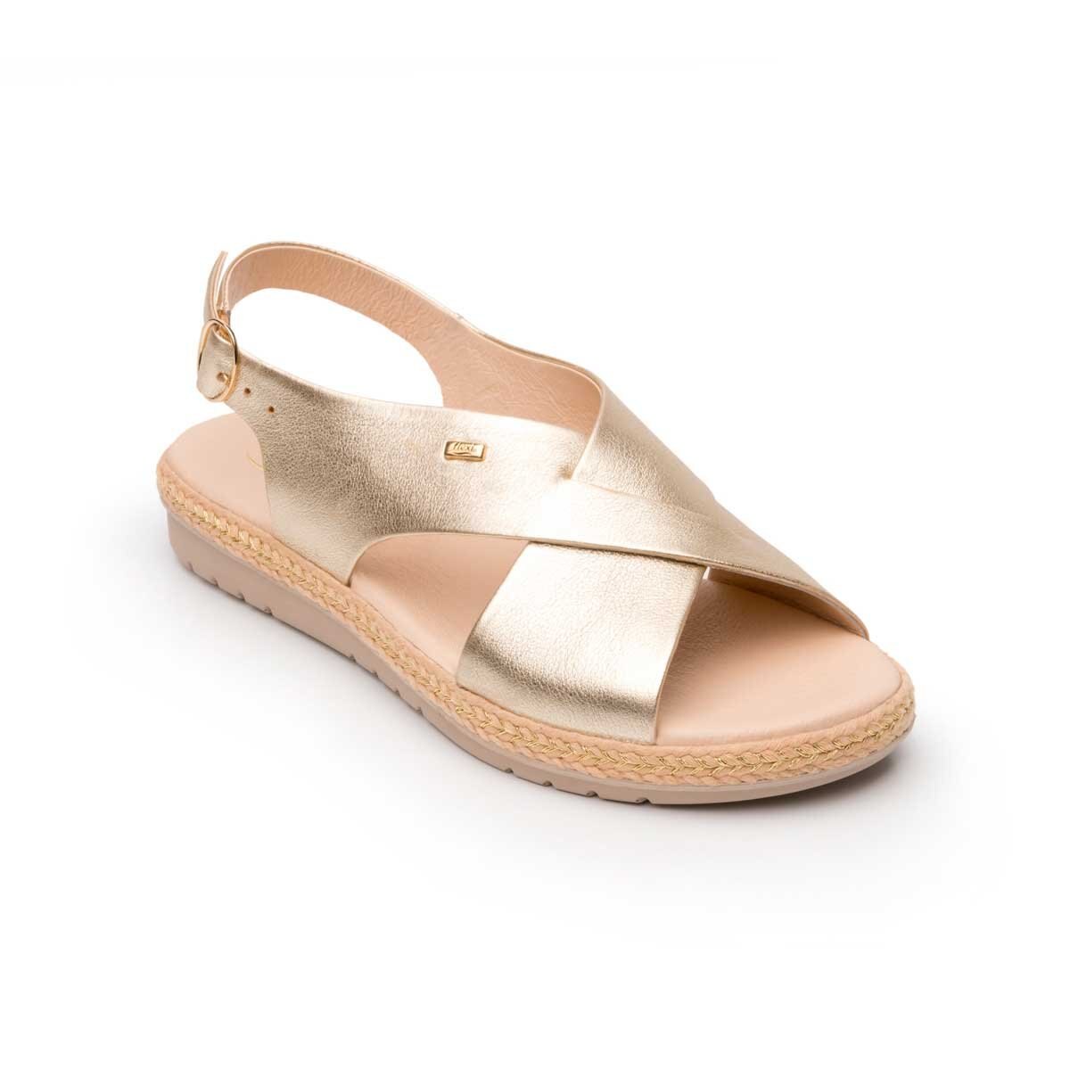 Sandalia Cruzada Color Oro Flexi