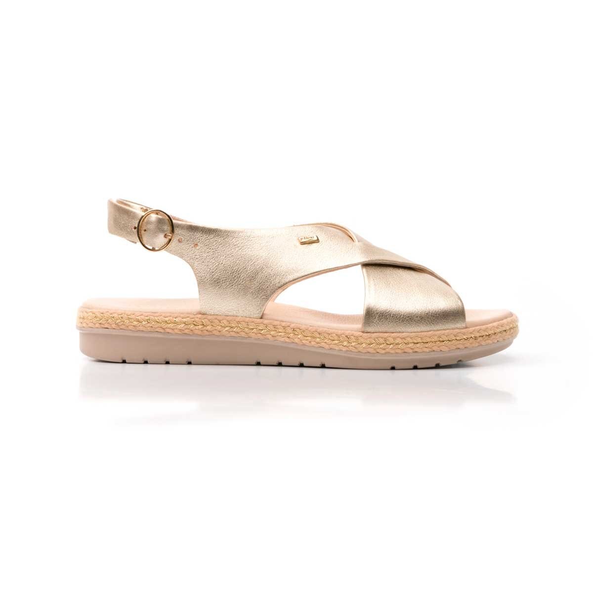 Sandalia Cruzada Color Oro Flexi