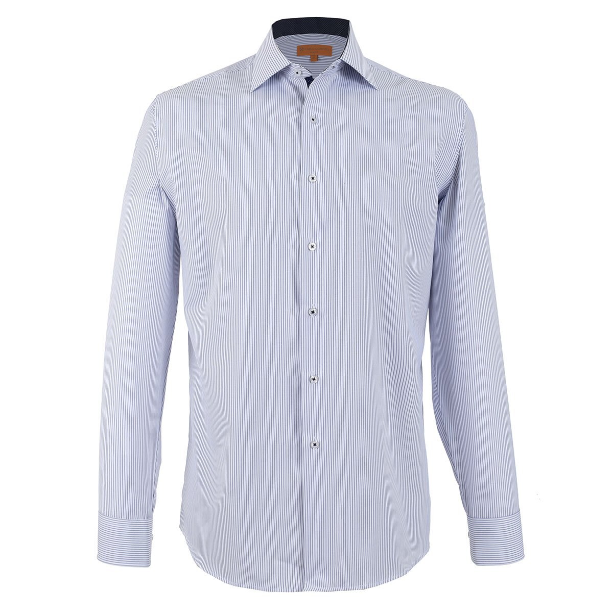 Camisa de Vestir Azul Medio con Rayas Carlo Cortinto Slim Fit para Caballero