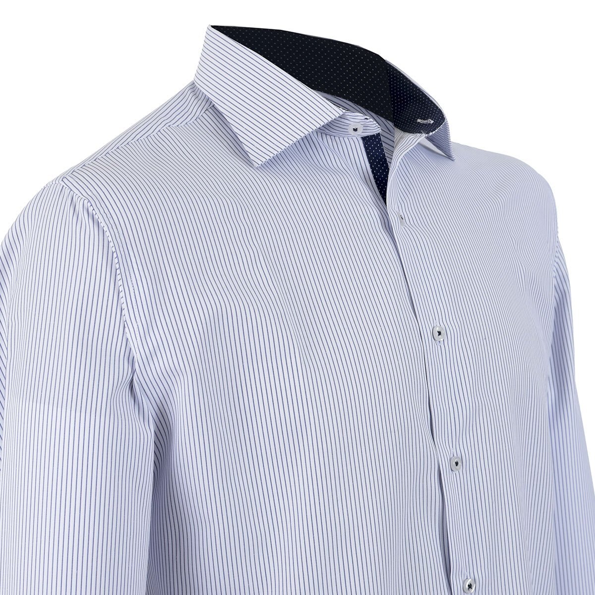 Camisa de Vestir Azul Medio con Rayas Carlo Cortinto Slim Fit para Caballero