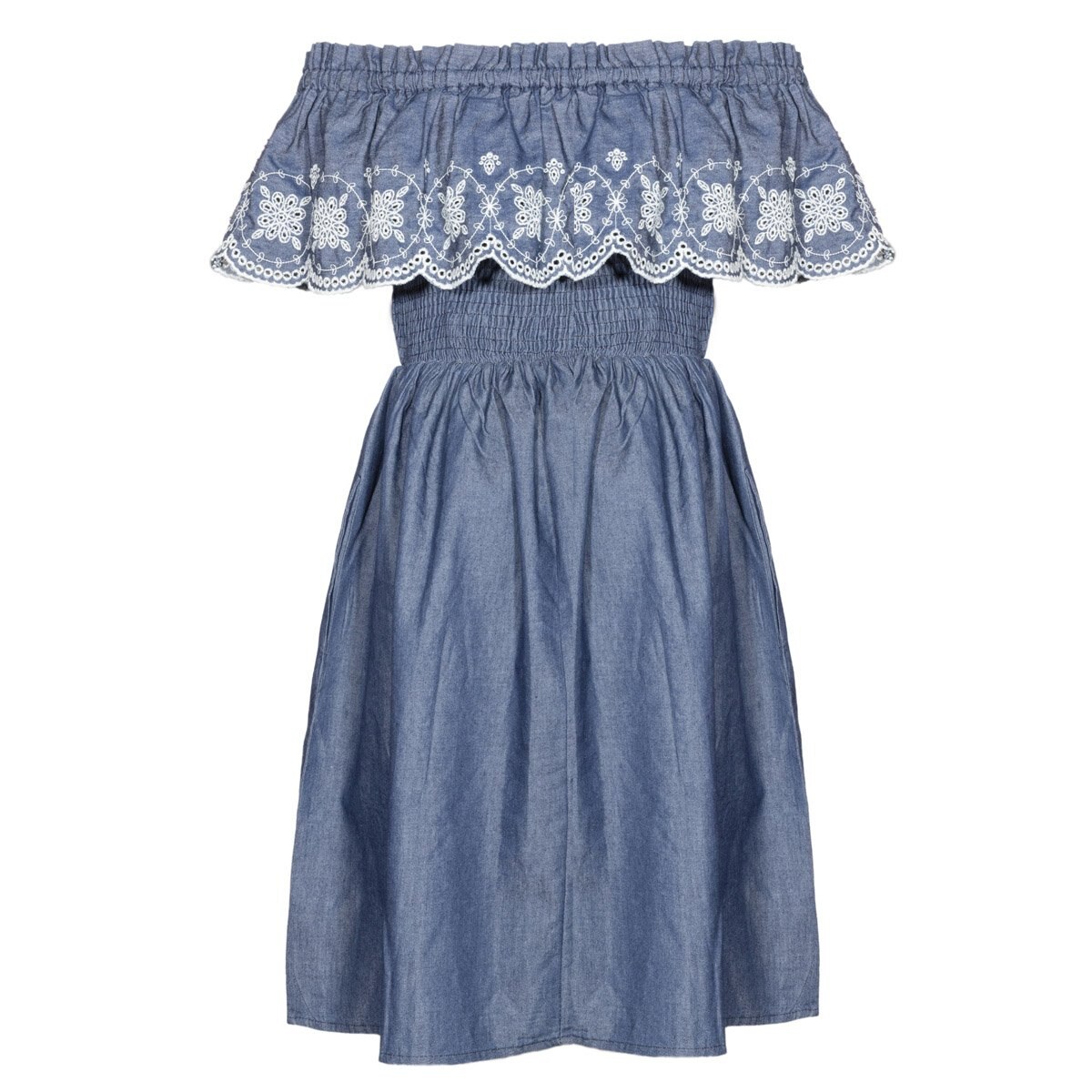 Vestido con Olan en Hombros con Bordado Studi Studio si