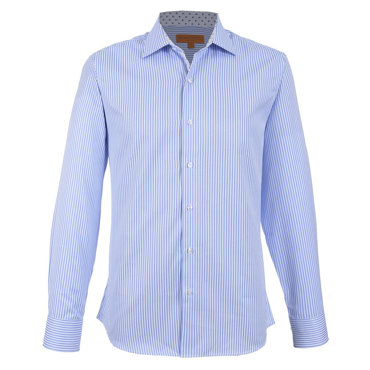 Camisa de Vestir Azul Claro con Rayas Carlo Cortinto Slim Fit para Caballero