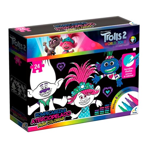 Rompecabezas Aterciopelado para Colorear Trolls World Tour Novelty