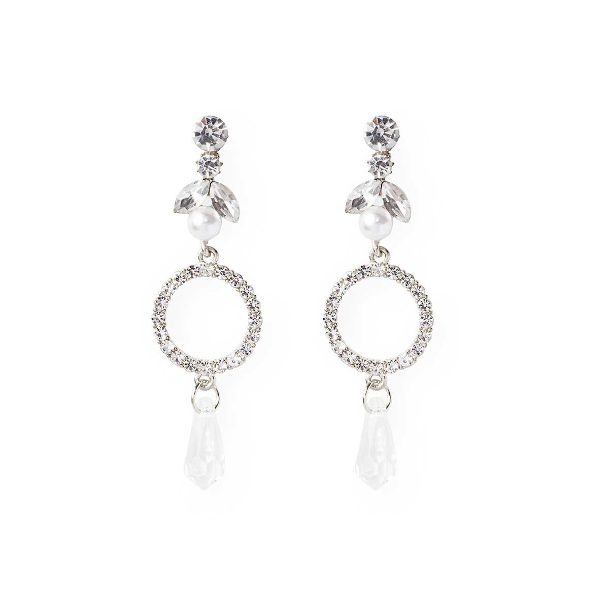Aretes de Aro con Cristales Incrustados Plata Wonder Charms