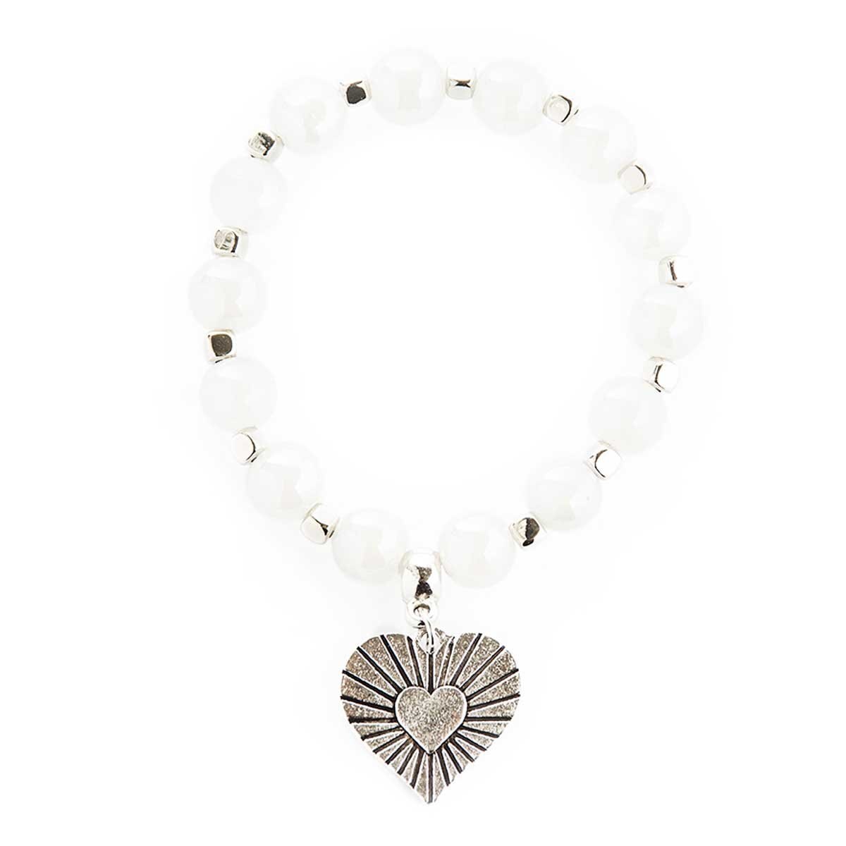 Pulsera de Cristales con Dije de Corazón Blanco Wonder Charms