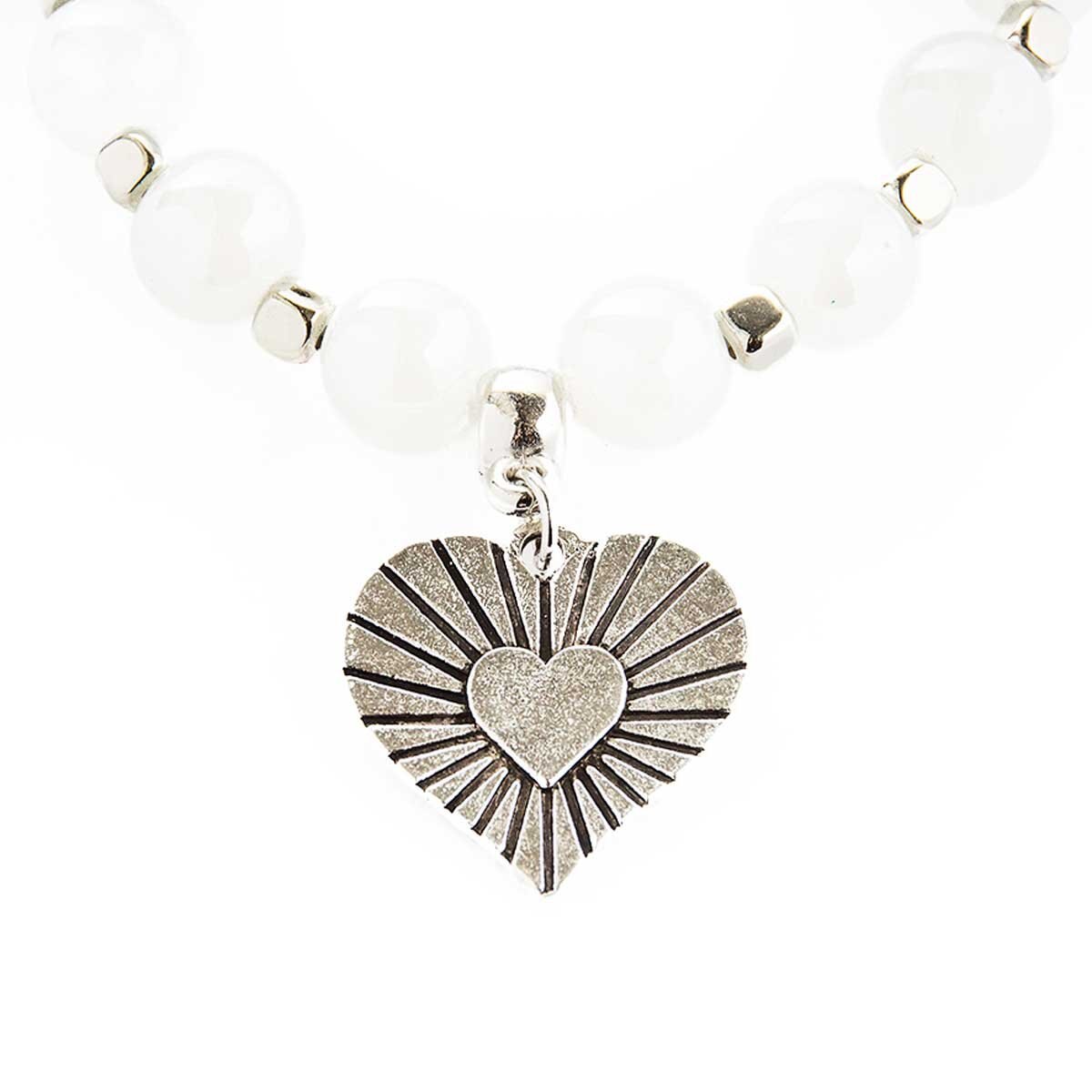 Pulsera de Cristales con Dije de Corazón Blanco Wonder Charms