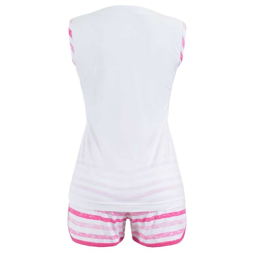 Pijama para Dama Chiffon con Playera Shorty Pantuflas Isotoner