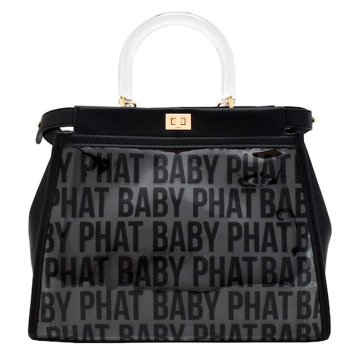 Bolsa Satchel Negro con Impresión sobre Material Translucido Baby Phat