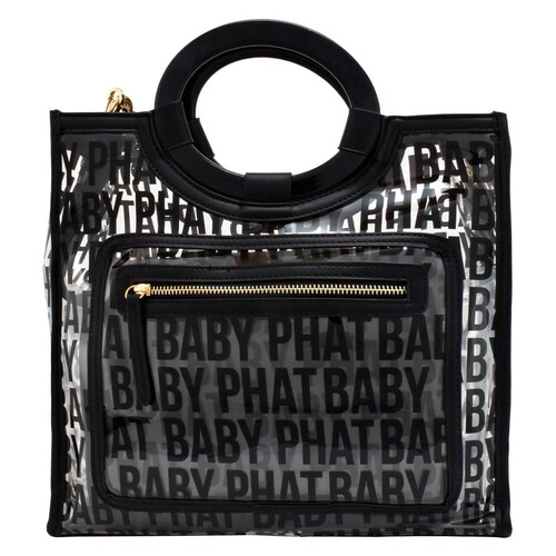 Bolsa Tote Negro con Impresión sobre Material Translucido Baby Phat