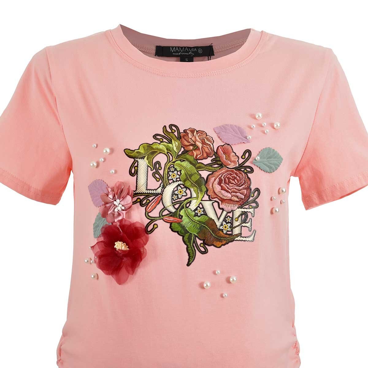 Playera para Dama Cuello Redondo Aplicación al Frente Mama Mia