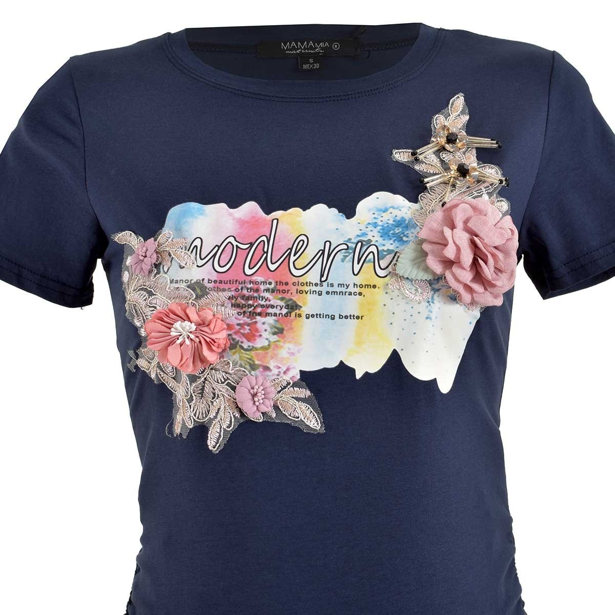 Playera para Dama Manga Corta con Aplicación Mama Mia
