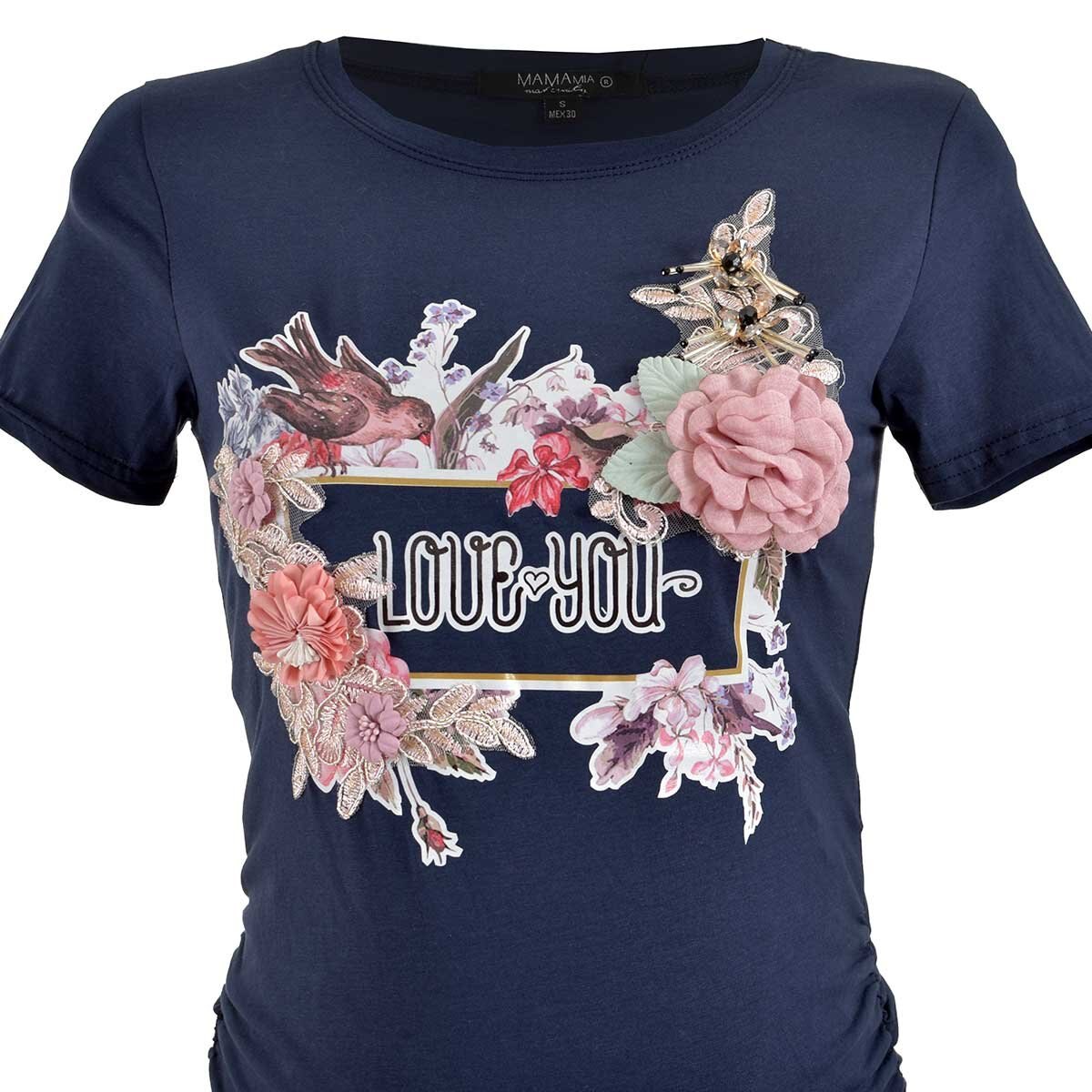 Playera para Dama con Aplicación al Frente Love Mama Mia