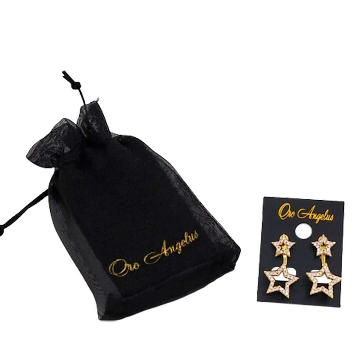 Arete Doble Desarmable con Figura de Estrellas Oro Angelus