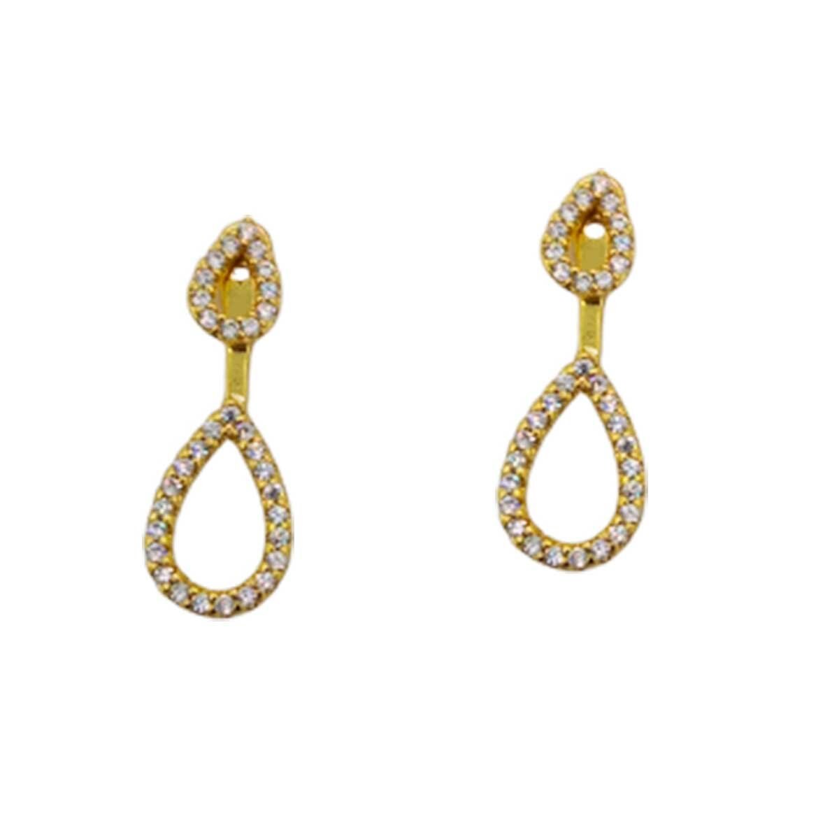 Arete Doble Desarmable con Figura de Gota Oro Angelus