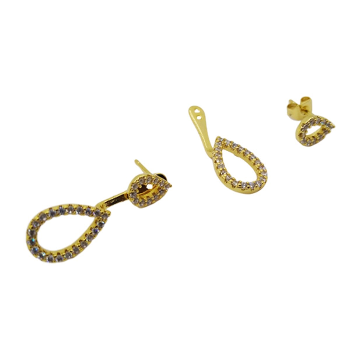 Arete Doble Desarmable con Figura de Gota Oro Angelus