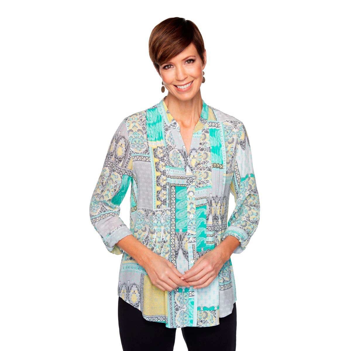 Blusa para Dama Estampada con Cuello en V Ruby Rd